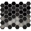 The Mosaic Factory Valencia mozaïektegel 4.3x4.9x0.5cm hexagon voor wand en vloer en voor binnen en buiten vorstbestendig mat en glossy Black SW787162