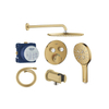 Grohe Grohtherm regendoucheset inbouw - hoofddouche rond - handdouche rond - gebogen wandarm - cool sunrise geborsteld SW1235163