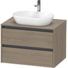 Duravit Ketho 2 wastafelonderbouwkast incl. consoleplaat met 2 laden 80x55x56.8cm met handgrepen antraciet eiken terra mat SW772369