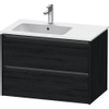 Duravit Ketho 2 wastafelonderbouwkast met 2 laden voor waskom links 81x48x54.9cm met grepen antraciet eiken zwart mat SW772875