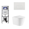 QeramiQ Dely Toiletset - 36.3x51.7cm - diepspoel - rimless - Geberit UP320 Burda inbouwreservoir - softclose toiletzitting - glans witte bedieningsplaat - rechthoekige knoppen - wit mat SW1102471