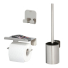 Tiger Colar Toilet Accessoireset - toiletrolhouder - met planchet - toiletborstelhouder - handdoekhaak - zelfklevend - gepolijst RVS SW877284
