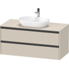 Duravit Ketho 2 wastafelonderbouwkast incl. consoleplaat met 2 laden 120x55x56.8cm met handgrepen antraciet taupe supermat SW771923