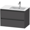Duravit Ketho 2 wastafelonderbouwkast met 2 laden voor waskom rechts 81x48x54.9cm met grepen antraciet grafiet mat SW772435