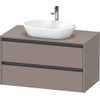 Duravit Ketho 2 wastafelonderbouwkast incl. consoleplaat met 2 laden 100x55x56.8cm met handgrepen antraciet basalt mat SW772655