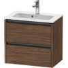 Duravit Ketho 2 wastafelonderbouwkast met 2 laden 61x39x54.9cm met grepen antraciet donker noten mat SW772711