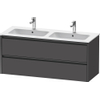 Duravit Ketho 2 wastafelonderbouwkast met 2 laden voor dubbele wastafel 128x48x55cm met grepen antraciet grafiet mat SW772096