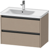 Duravit Ketho 2 wastafelonderbouwkast met 2 laden voor waskom links 78.4x45.5x54.9cm met grepen antraciet Linnen mat SW772487
