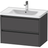 Duravit Ketho 2 wastafelonderbouwkast met 2 laden 78.4x45.5x54.9cm met grepen antraciet grafiet mat SW773018