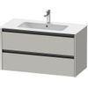 Duravit Ketho 2 wastafelonderbouwkast met 2 laden 101x48x55cm met grepen antraciet betongrijs mat SW772183
