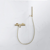 FugaFlow Eccelente Sobrado Badkamer Thermostatische badkraan met staafhanddouche, handdouchehouder en gladde doucheslang Geborsteld Messing PVD SW1124163