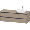 Duravit Ketho 2 wastafelonderbouwkast incl. consoleplaat met 4 laden voor waskom rechts 160x55x56.8cm met handgrepen antraciet Linnen mat SW773051