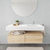 MONDIAZ ALAN 120cm - onderkast - washed oak - 2 lades - vrijhangende wastafel - wasbak rechts - 1 kraangat - talc SW408459