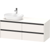 Duravit Ketho 2 wastafelonderbouwkast incl. consoleplaat met 4 laden voor waskom links 140x55x56.8cm met handgrepen antraciet wit supermat SW772240