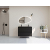 HR badmeubelen Infinity XXL 3D Badkamermeubelset - 100 cm - 1 keramische wasbak djazz mat zwart - 2 kraangaten - 2 lades - mat zwart SW863473