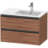 Duravit Ketho 2 wastafelonderbouwkast met 2 laden voor waskom rechts 81x48x54.9cm met grepen antraciet noten mat SW773129