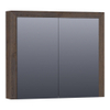 Saniclass Massief eiken spiegelkast 80x70x15cm met 2 links- en rechtsdraaiende spiegeldeuren Hout Black oak SW223487