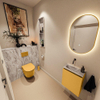 MONDIAZ TURE-DLUX 40cm toiletmeubel Ocher. EDEN wastafel Glace positie links. Zonder kraangat. SW1103381