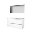 Basic-Line Ultimate 46 badkamermeubelset - 120x46cm - greeploos - 4 lades - porseleinen wastafel - 2 kraangaten - Spiegel - verlichting MDF lak Ice White SW639721