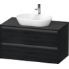 Duravit Ketho 2 wastafelonderbouwkast incl. consoleplaat met 2 laden 100x55x56.8cm met handgrepen antraciet eiken zwart mat SW772843