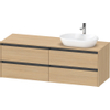 Duravit Ketho 2 wastafelonderbouwkast incl. consoleplaat met 4 laden voor waskom rechts 160x55x56.8cm met handgrepen antraciet natuur eiken mat SW772031