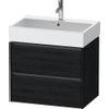 Duravit Ketho 2 wastafelonderbouwkast met 2 laden 68.4x46x54.9cm met grepen antraciet eiken zwart mat SW772306