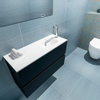 MONDIAZ ADA Toiletmeubel - 80x30x50cm - 1 kraangat - 2 lades - urban mat - wasbak rechts - Solid surface - Wit SW472530