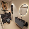 MONDIAZ TURE-DLUX 80cm toiletmeubel Dark Grey. EDEN wastafel Lava positie rechts. Zonder kraangat. SW1103770