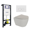Plieger Lima Toiletset - UP320 inbouwreservoir - wandcloset - randloos - zitting - softclose - witte bedieningsplaat - ronde knoppen - wit SW1222522