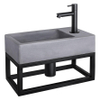 Differnz Force fonteinset - 40x22x8cm - Rechthoek - 1 kraangat - Recht matte zwarte kraan - met zwart frame - Beton Grijs SW373282