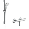 Hansgrohe Croma Select S douchecombinatie: met glijstangset met Croma Select S Vario handdouche 65cm met Ecostat Comfort douchekraan thermostatisch wit/chroom 0605334