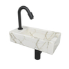 Wiesbaden Mini-Rhea Links fonteinset 36x18x9cm Carrara marmerlook wit incl. victoria luxe fonteinkraan zwart mat SW794540