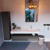 MONDIAZ ALAN - DLUX Badkamermeubelset - 150cm - onderkast - Dark grey - 1 lade - vrijhangende wastafel - wasbak rechts - 1 kraangat - Ostra SW807354