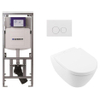 Villeroy Boch Subway 2.0 DirectFlush Toiletset - softclose - geberit reservoir - qeramiq bedieningsplaat ronde knoppen - wit SW791672