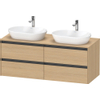 Duravit Ketho 2 wastafelonderbouwkast incl. consoleplaat met 4 laden voor dubbele waskommen 140x55x56.8cm met handgrepen antraciet natuur eiken mat SW772788