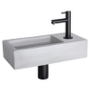 Differnz Ravo fonteinset - 38.5x18.5x9cm - Rechthoek - 1 kraangat - Recht matte zwarte kraan - beton lichtgrijs SW705290