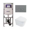 QeramiQ Dely Toiletset - 36.3x51.7cm - diepspoel - rimless - Geberit UP320 inbouwreservoir - softclose toilet zitting 35 mm - bedieningsplaat licht grijs - ronde knoppen - wit glans SW1222090