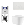 QeramiQ Dely Toiletset - 36.3x51.7cm - diepspoel - rimless - Geberit UP320 Burda inbouwreservoir - softclose toiletzitting - glans witte bedieningsplaat - ronde knoppen - wit mat SW1102470