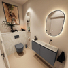 MONDIAZ TURE-DLUX 100cm toiletmeubel Dark Grey. EDEN wastafel Ostra positie rechts. Zonder kraangat. SW1104794