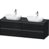 Duravit Ketho 2 wastafelonderbouwkast incl. consoleplaat met 4 laden voor dubbele waskommen 160x55x56.8cm met handgrepen antraciet eiken zwart mat SW772295