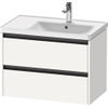 Duravit Ketho 2 wastafelonderbouwkast met 2 laden voor waskom rechts 78.4x45.5x54.9cm met grepen antraciet wit mat SW772349