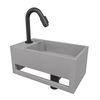 Wiesbaden Julia fonteinset Solid Surface 35x20x16cm betonlook links incl. Victoria luxe fonteinkraan zwart mat SW794330