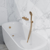 Fortifura Nebbio Badcombinatie-set - thermostaatkraan - inbouwdeel - inbouw uitbreiding - wandaansluitbocht - gladde doucheslang - ronde handdouche - badafvoer opbouw - geborsteld messing PVD (goud) SW1238083