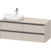 Duravit Ketho 2 wastafelonderbouwkast incl. consoleplaat met 4 laden voor waskom links 140x55x56.8cm met handgrepen antraciet taupe mat SW772255