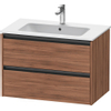 Duravit Ketho 2 wastafelonderbouwkast met 2 laden 81x48x55cm met grepen antraciet noten mat SW772411