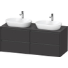 Duravit Ketho 2 wastafelonderbouwkast incl. consoleplaat met 4 laden voor dubbele waskommen 140x55x56.8cm met handgrepen antraciet grafiet supermat SW772946