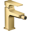 Hansgrohe Metropol 1-gats bidetkraan 100 met push open waste met voorsprong uitloop 12.9cm polished gold SW358663