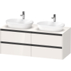 Duravit Ketho 2 wastafelonderbouwkast incl. consoleplaat met 4 laden voor dubbele waskommen 140x55x56.8cm met handgrepen antraciet hoogglans wit SW772917