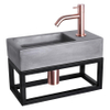 Differnz Ravo fonteinset - 38.5x18.5x25cm - Rechthoek - 1 kraangat - Gebogen rose koperen kraan - met zwart frame - beton donkergrijs SW373253