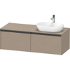 Duravit Ketho 2 wastafelonderbouwkast incl. consoleplaat met 2 laden voor waskom rechts 140x55x45.9cm met handgrepen antraciet Linnen mat SW773044